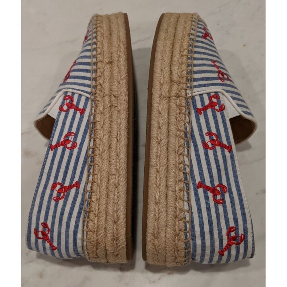 NEW~Talbots Quinn Platform Espadrilles Lobster Print Seersucker Slip-On Shoe 5.5 - Picture 9 of 11